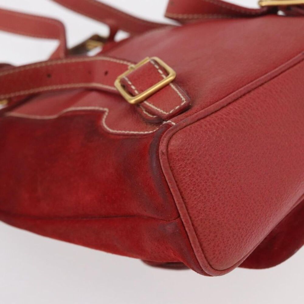 Gucci Vintage Bamboo Backpack Leather Red Leather Backpack Bag - Picture 10 of 16
